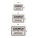 Classic Framed Plus Church Secretary’s Desk – Serving With Heart and Skill Door or Wall Sign | Church and Place of Worship Signs