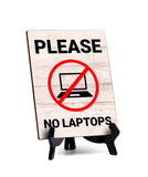 No Remote Working Signs|Café or Restaurant Etiquette Decor Table Sign with Acrylic Stand (6x8“)