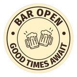 Signs ByLITA Circle Bar Open: Good Times Await ABS Plastic | Laser Engraved | Easy Installation | Elegant Design Wall or Door Sign