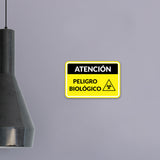 Classic Framed Plus Atención Peligro biológico Door or Wall Sign | Business Warning Signage