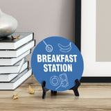 Breakfast Station Circle Table Sign with Acrylic Stand (5x5") | Public Spaces Signage