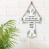 Fear not, for I am with you; be not dismayed, for I am your God Cross Hanging Sign | Rustic Twine | Inspiring Religious Bible Decor