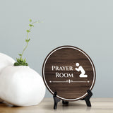 Prayer Room Circle Table Sign with Acrylic Stand (5x5") | Business and Workplace Multi Faith Sign