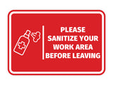 Signs ByLITA Classic Framed Please Sanitize Your Work Area Before Leaving Door or Wall Sign Easy Installation | Health And Safety | Building And Hospitality Signs