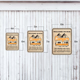 Portrait Round Plus Welcome To our Camper The Drivers Are Cold, The Laughs Are Loud, The Friendship Is Free Door or Wall Sign | Camping RV Decoration