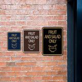 Signs ByLITA Portrait Round Food Preparation Area: Fruit and Salad Only Door or Wall Sign Durable ABS Plastic | Laser Engraved | Easy Installation | Kitchen | Hygiene