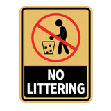 Portrait Round Plus No Littering Wall or Door Sign | Warning Signage