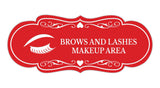 Signs ByLITA Designer Brows and Lashes Makeup Area Wall or Door Sign