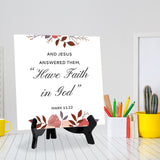 And Jesus Answered Them, “Have Faith In God." Mark 11:22 5"x 5" Square Table Sign With Acrylic Easel | Religious Bible Quotes Decor