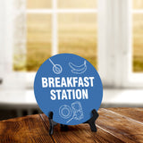 Breakfast Station Circle Table Sign with Acrylic Stand (5x5") | Public Spaces Signage