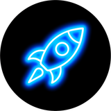 Circle Plus Rocket Neon Graphic Style Wall or Door Sign | Live Streamer Gaming Themed Decoration