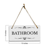 Bathroom 5x10 Hanging Plus Wall or Door Sign | Rustic Twine | Range of Vibrant Decor Styles | Restroom Signs For Home and Business