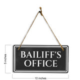 Bailiff's Office 5" x 10" Hanging Wall or Door Sign | Legal and Court House Rustic Twine Signage