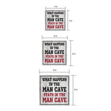 Square Plus What Happens In The Man Cave Stays In The Man Cave Wall or Door Sign | Easy Installation | Funny Home Decor for Garage Bar Workshops