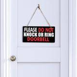 Please Do Not Knock Or Ring Doorbell 5x10 Hanging Plus Wall or Door Sign | Rustic Twine | Home and Business Signage