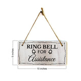 Ring Bell For Assistance 5x10 Hanging Wall or Door Sign | Warm Welcoming Signage For Homes