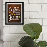 Designs ByLITA Coffee Gets Me Started Jesus Keeps Me Going, Wall Print Art | Funny Coffee Home & Office Decor (Unframed or Framed)