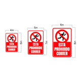 Portrait Round Plus Esta Prohibido Correr Wall or Door Sign | Spanish Dressing Room Retailer Signage