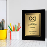 Skiing Customizable Black Frame Wooden Award Plaque | Easel Mount Option | Achievement and Recognition Personalizable Plaques