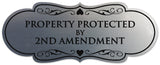Signs ByLITA Designer Property Protected by 2nd Amendment Sign - Easy Installation | Durable Wall or Door Sign