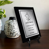 Middle Finger Novelty Funny Customizable Black Frame Award Plaque | Easel Mount Option | Funny Parody Achievement Personalizable Plaques