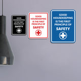 Signs ByLITA Portrait Round Good Housekeeping Is The First Principle Of Safety Door or Wall Sign Easy Installation | Health And Safety | Building And Danger Signs