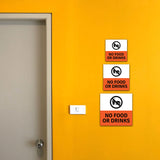 Square Plus No Food or Drinks Wall or Door Sign | Workplace Health and Hygiene