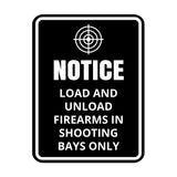 Signs ByLITA Portrait Round Notice: Load and Unload Firearms In Shooting Bays Only Door or Wall Sign Easy Installation | Health And Safety | Building And Danger Signs