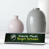Diverse Minds, Bright Futures Silver Frame Desk Sign (2x8") | Classroom Special Needs Support