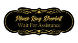 Signs ByLITA Designer Please Ring Doorbell Wait For Assistance Wall or Door Sign