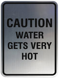 Signs ByLITA Portrait Round Caution water gets hot Sign - Laser-Engraved Lettering | Durable ABS Plastic | Vibrant Colors | Powerful Foam Tape
