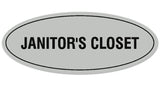 Signs ByLITA Oval JANITOR'S CLOSET Sign - Laser-Engraved Lettering | Durable ABS Plastic | Vibrant Colors | Powerful Foam Tape