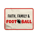 Classic Framed Plus Faith, Family & Football Door or Wall Sign | Funny Home Decor