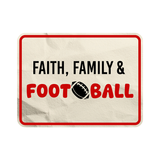 Classic Framed Plus Faith, Family & Football Door or Wall Sign | Funny Home Decor