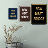 Signs ByLITA Portrait Round Raw Meat Fridge Door or Wall Sign Durable ABS Plastic | Laser Engraved | Easy Installation | Kitchen | Hygiene