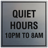 Signs ByLITA Square Quiet Hours 10PM to 8AM Sign - Easy Installation | Durable Material
