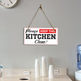 Please Keep Kitchen Clean 5x10 Hanging Plus Wall or Door Sign | Rustic Twine | Office and Shared Living Signage