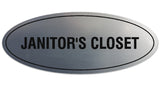 Signs ByLITA Oval JANITOR'S CLOSET Sign - Laser-Engraved Lettering | Durable ABS Plastic | Vibrant Colors | Powerful Foam Tape