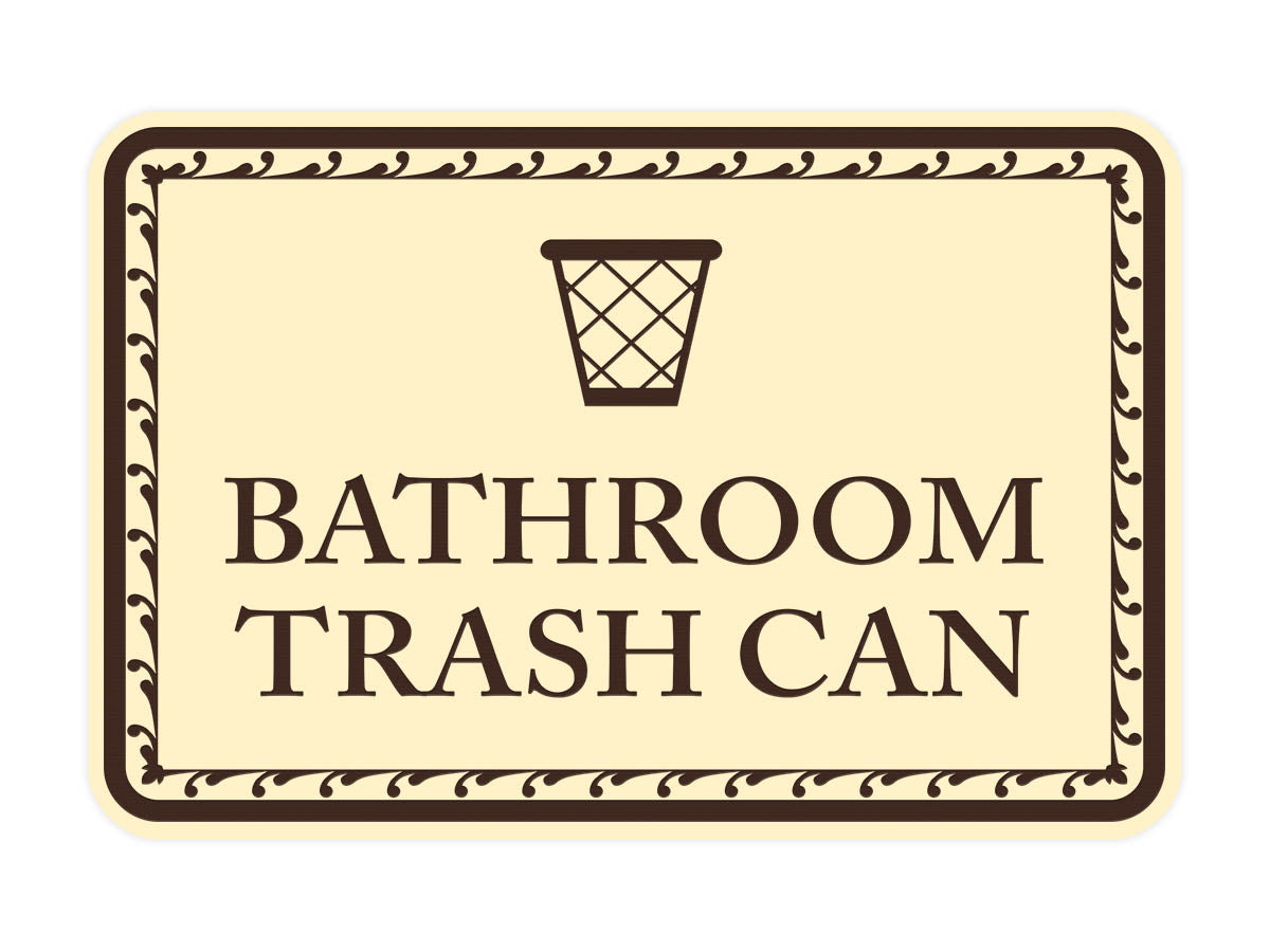 Signs ByLITA Classic Framed Bathroom Trash Can Vintage Bathroom Wall or Door Sign