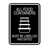 Signs ByLITA Portrait Round All Food Containers Must Be Labelled and Dated Door or Wall Sign Durable ABS Plastic | Laser Engraved | Easy Installation | Kitchen | Hygiene