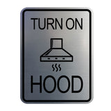 Signs ByLITA Portrait Round Turn On Hood Door or Wall Sign Durable ABS Plastic | Laser Engraved | Easy Installation | Kitchen | Hygiene
