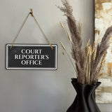 Court Reporter's Office 5" x 10" Hanging Wall or Door Sign | Legal and Court House Rustic Twine Signage