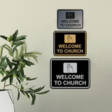 Classic Framed Welcome To Church Praying Hands Wall or Door Sign