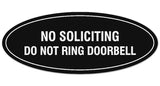 Signs ByLITA Oval No Soliciting Do Not Ring Doorbell Sign - Laser-Engraved Lettering | Durable ABS Plastic | Vibrant Colors | Powerful Foam Tape