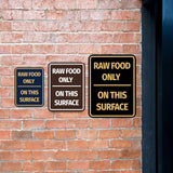 Signs ByLITA Portrait Round Raw Food Only On This Surface Door or Wall Sign Durable ABS Plastic | Laser Engraved | Easy Installation | Kitchen | Hygiene