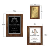 Legal and Justice Theme Custom Award Plaque | Achievement and Service Personalizable Plaques