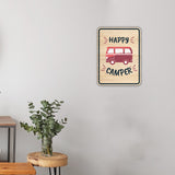 Portrait Round Plus Happy Camper Door or Wall Sign | Camping RV Decoration