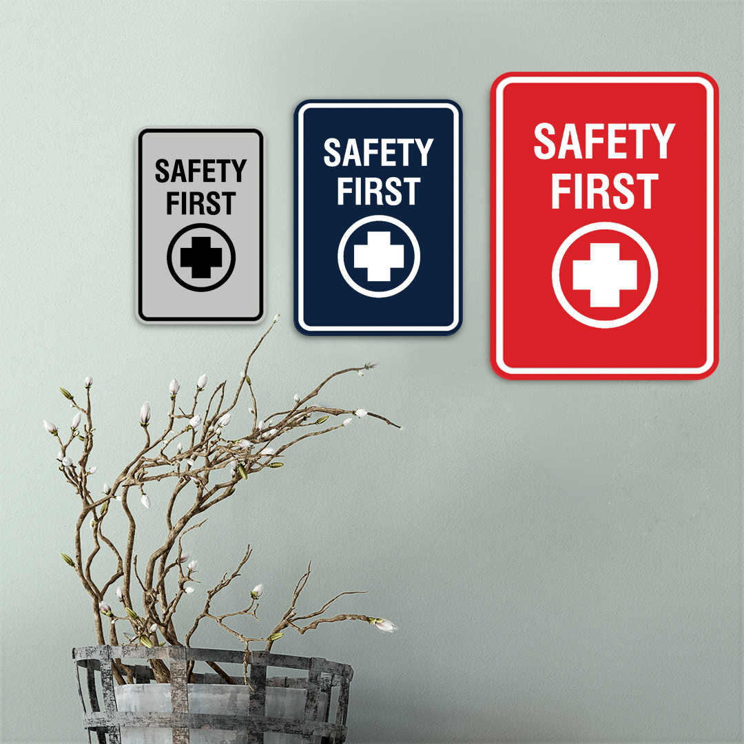 Signs ByLITA Portrait Round Safety First Wall or Door Sign