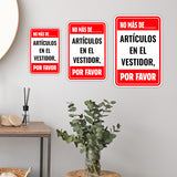 Portrait Round Plus No más de ____ artículos en el vestidor, por favor Wall or Door Sign | Spanish Dressing Room Retailer Signage