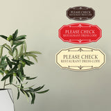 Signs ByLITA Victorian Please Check Restaurant Dress Code Wall or Door Sign